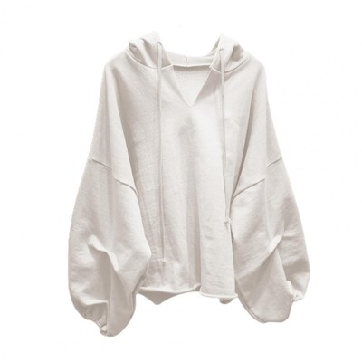 Ženska majica s kapuljačom Jednobojni pulover s uzicom Jesenska majica s rukavima s krilima šišmiša i V-izrezom Ženska majica s kapuljačom Široki džemper 2021.