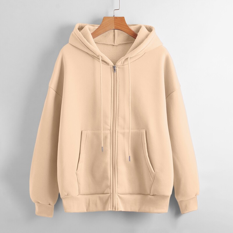 Jesen 2024. Ženska majica s kapuljačom Proljetna nova moda Ležerni kardigan Sweatshirt s uzicom Korejski stil Jednobojne majice s kapuljačom