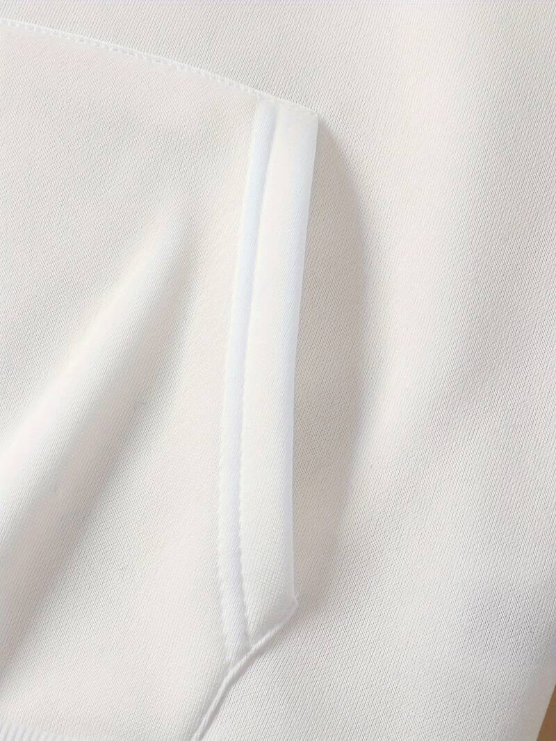 Široka ženska majica s kapuljačom s printom i dugim rukavima plus samtasti gornji dio s klokanovim džepovima, ležerni sportski pulover