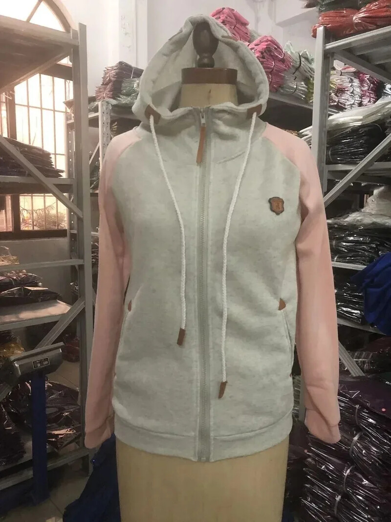 Нови дамски ежедневни качулки през 2024 г. Яке с цип Смесени цветове Дамски палта Горнища Ежедневни суичъри с качулка Големи размери Дамски дрехи