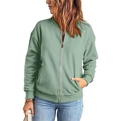 Ženska majica s džepovima, dugih rukava, standardnog kroja, majica s patentnim zatvaračem, ženska dnevna majica