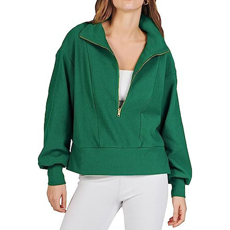 Novi jesenski modni trend 2023. Labavi ženski pulover dugih rukava s velikim patentnim zatvaračem, jednostavan i ležeran stil