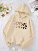 Love Coffee Funny Letter Graphic Printing Hoody Woman Fashion Fleece Φούτερ Casual S-XXL με κουκούλα φθινοπωρινά μεγάλα ρούχα