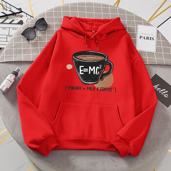 Emc Energy Milk Coffee Hoodie Дамски полар Удобни топли суичъри с качулка Модни ежедневни универсални суичъри Спортни оригинални базови дрехи