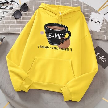 Emc Energy Milk Coffee Hoodie Дамски полар Удобни топли суичъри с качулка Модни ежедневни универсални суичъри Спортни оригинални базови дрехи