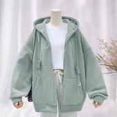 Jesen Zima Ženska jakna Jednobojna topla gornja odjeća s kapuljačom i patentnim zatvaračem Veliki džep Ženski ležerni kaput Ženski kaput za hladno vrijeme