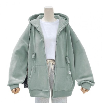 Jesen Zima Ženska jakna Jednobojna topla gornja odjeća s kapuljačom i patentnim zatvaračem Veliki džep Ženski ležerni kaput Ženski kaput za hladno vrijeme