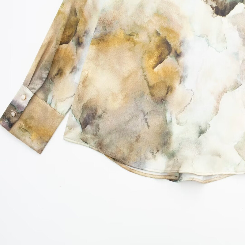 Tangada naiste prinditud pikkade varrukatega särk 2024 Moodsad naiste pluustopid 3H084