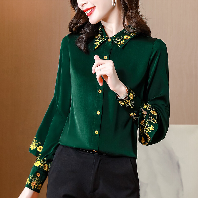 Lilletikandid Vintage naiste särk, kevadised volangid, pikkade varrukatega, üherealine, lahtikäiv krae, lahtised pluusid, naiste vabaaja topp