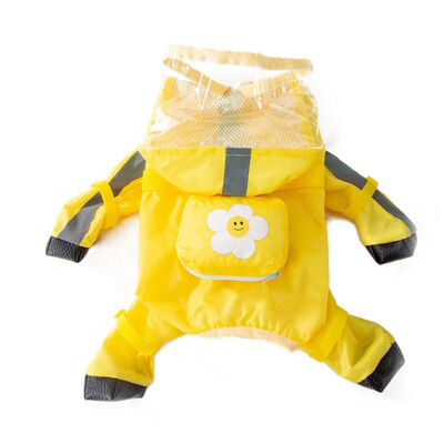 Naujas augintinio keturkojis lietpaltis su lietbačiais ir traukos sagtimi, atspindinčiu vandeniui atspariu gobtuvu pončo šunų lauko drabužiais