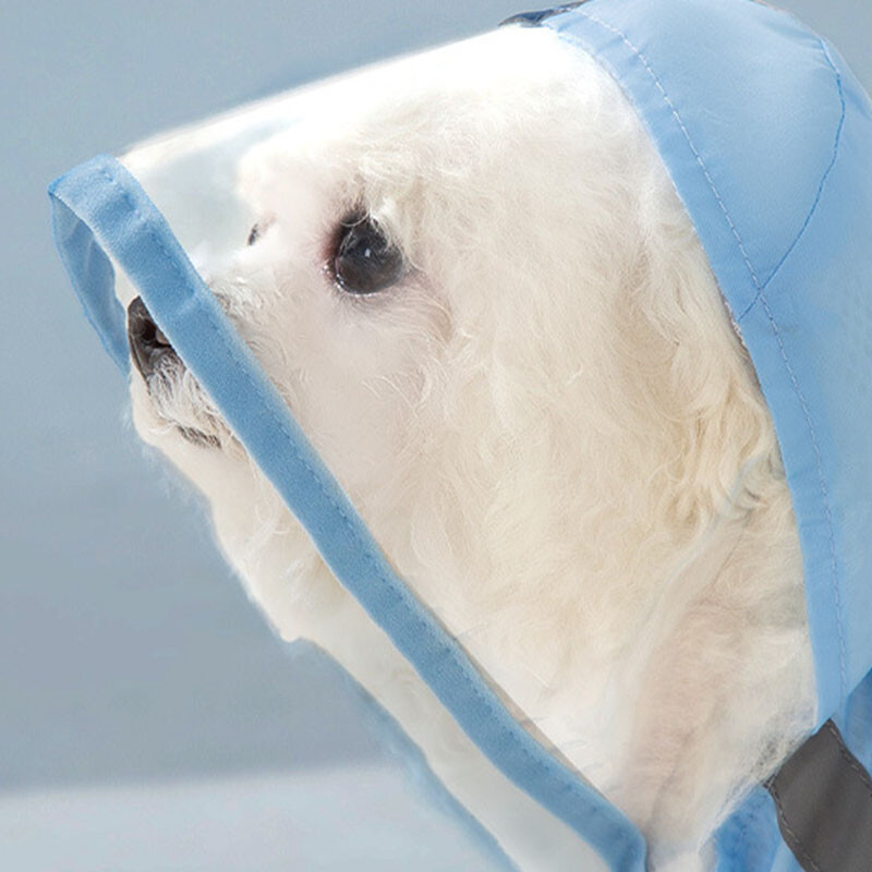 Naujas augintinio keturkojis lietpaltis su lietbačiais ir traukos sagtimi, atspindinčiu vandeniui atspariu gobtuvu pončo šunų lauko drabužiais