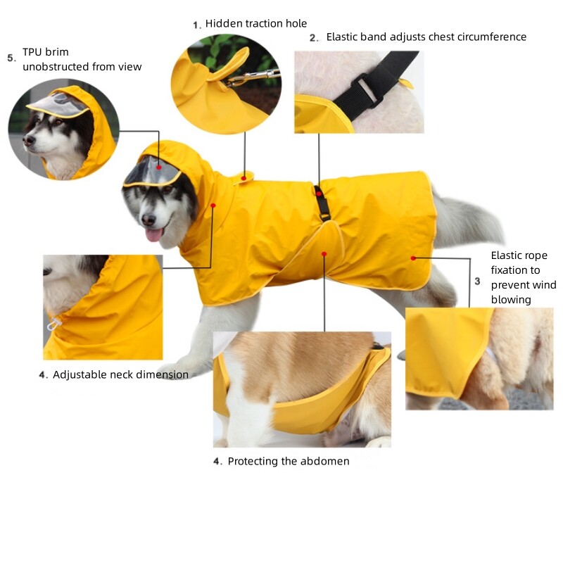 Αδιάβροχο σκύλου Αδιάβροχο για εξωτερικούς χώρους, ανθεκτικό μπουφάν βροχής, ελαφριά ρούχα για κατοικίδια capa de chuva para cães
