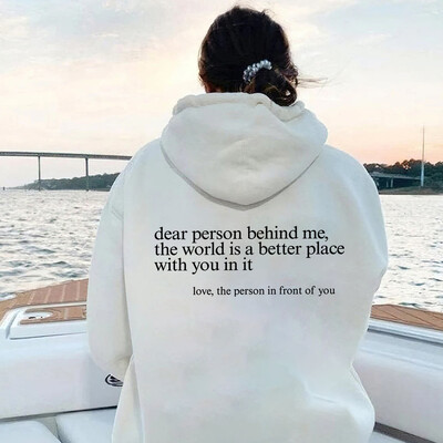 Deer Person Behind Me Slogan Suures suuruses kapuutsid Positiivne fraas vaimse tervise jaoks Naiste Unisex pusad, soe pehme pullover