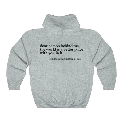 Deer Person Behind Me Slogan Suures suuruses kapuutsid Positiivne fraas vaimse tervise jaoks Naiste Unisex pusad, soe pehme pullover