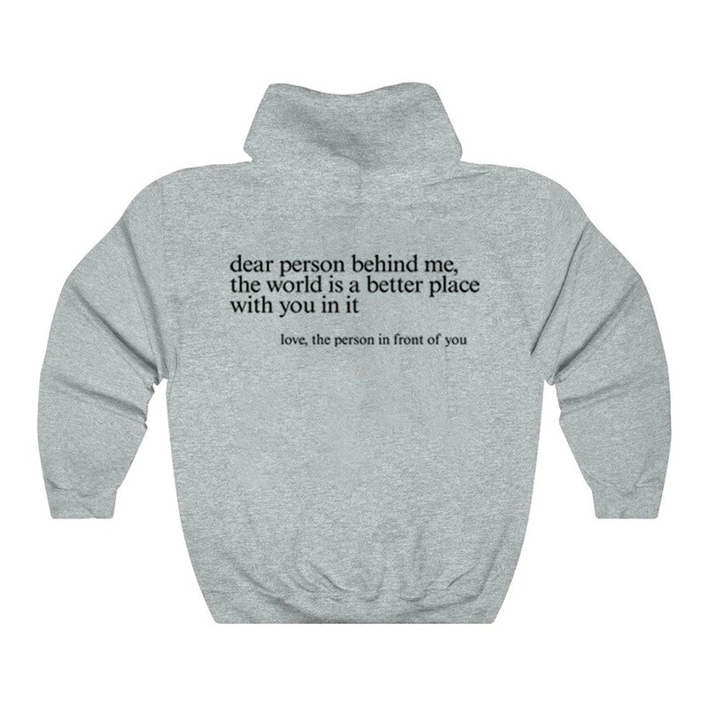 Deer Person Behind Me Slogan Suures suuruses kapuutsid Positiivne fraas vaimse tervise jaoks Naiste Unisex pusad, soe pehme pullover