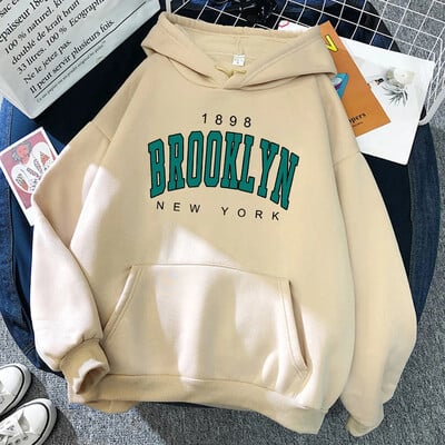 1898 Brooklyn, New York, imprimate, hanorace pentru femei, modă, fleece, creativitate, pulover, îmbrăcăminte, hanorace largi, pentru femei