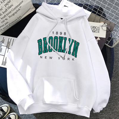 1898 Brooklyn New York Ženske majice s kapuljačom Modni flis Hoody Kreativnost Pulover Odjeća Ulična široka majica s kapuljačom Ženska