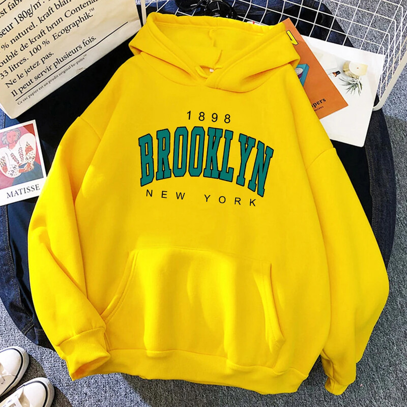 1898 Brooklyn New York Ženske majice s kapuljačom Modni flis Hoody Kreativnost Pulover Odjeća Ulična široka majica s kapuljačom Ženska