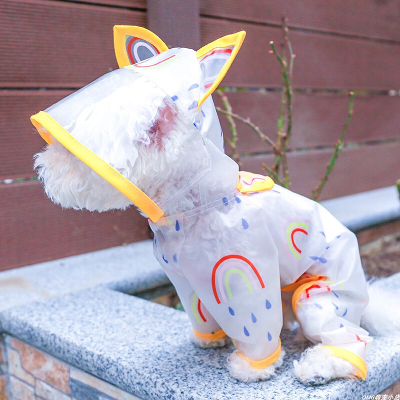 1kom odjeće za kućne ljubimce proljeće/ljeto žuta četveronožna dugina kabanica prikladna za male i srednje pse