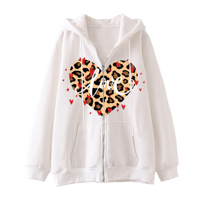 2024. Nova debela majica s kapuljačom od flisa s leopard uzorkom Love Street Harajuku