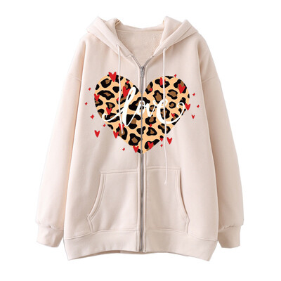 2024. Nova debela majica s kapuljačom od flisa s leopard uzorkom Love Street Harajuku