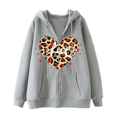 2024. Nova debela majica s kapuljačom od flisa s leopard uzorkom Love Street Harajuku