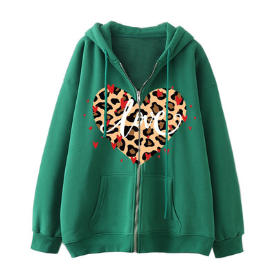 2024. Nova debela majica s kapuljačom od flisa s leopard uzorkom Love Street Harajuku