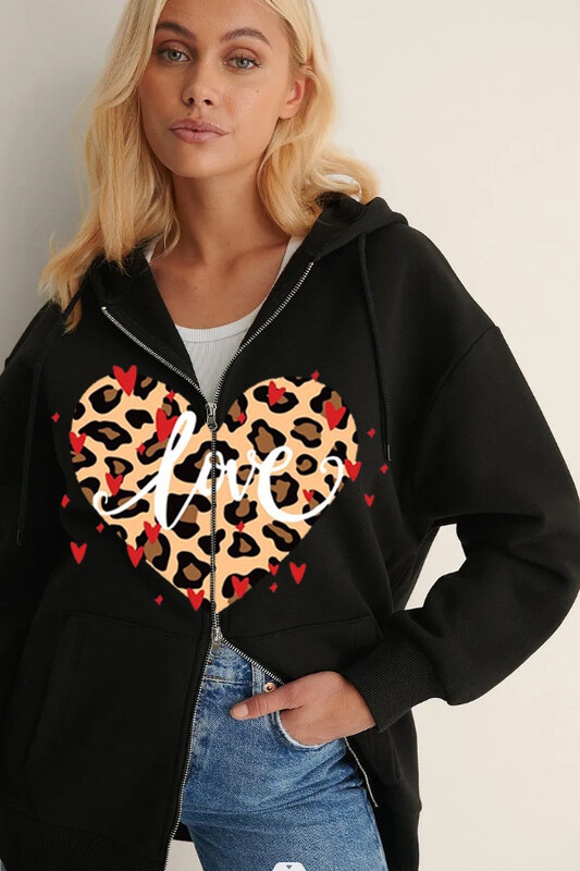 2024. Nova debela majica s kapuljačom od flisa s leopard uzorkom Love Street Harajuku