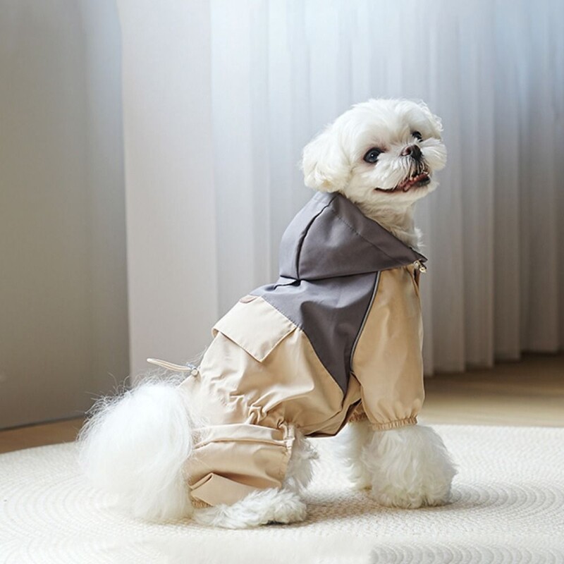 Vodootporni kaput za pse, vjetrobran, prozračne vodootporne kabanice za pse s priključkom za vuču, poliester, reflektirajući kaput za pse s kapuljačom