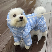 Cute Clouds Love Dog Raincoat Tpu Thickened Waterproof All-Inclusive Rain Poncho Pet Pet Pet Puppy με κουκούλα τετράποδα παλτό για σκύλους