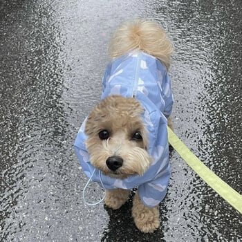 Cute Clouds Love Dog Raincoat Tpu Thickened Waterproof All Inclusive Rain Poncho Pet Puppy Hooded Four-Legged Coat Кучешки дрехи