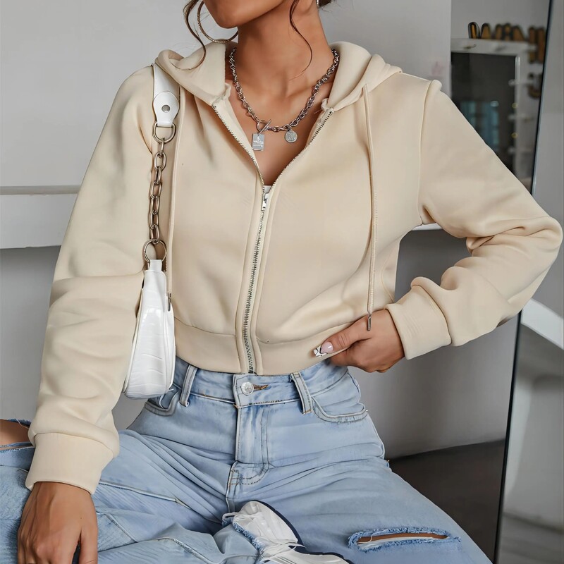 Naiste pusad ja kampsunid vabaaja kapuutsiga tüdrukute polüester, nööriga õhuke, tihe tõmblukuga kapuuts ja fliisist kampsun