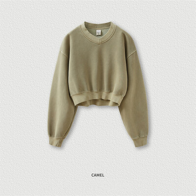 ZODF 2023 Zimske ženske kratke kratke majice od flisa Ženske hip-hop široke majice s V-izrezom od 380 g/m2 Brand Top HY0437