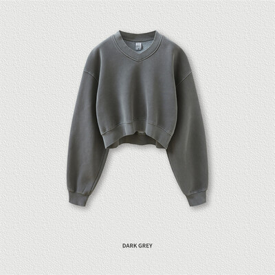 ZODF 2023 Zimske ženske kratke kratke majice od flisa Ženske hip-hop široke majice s V-izrezom od 380 g/m2 Brand Top HY0437