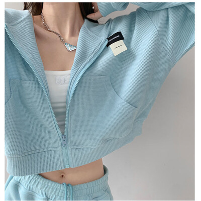 Deeptown Harajuku Ženske majice s kratkim rukavima Korejska modna sportska odjeća Ženske majice s kapuljačom s patentnim zatvaračem Vintage ulična odjeća Basic Casual Ošišana majica