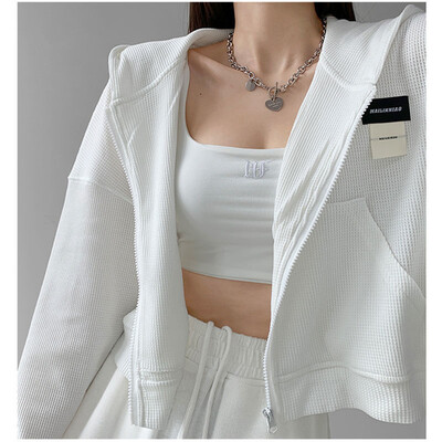 Deeptown Harajuku Ženske majice s kratkim rukavima Korejska modna sportska odjeća Ženske majice s kapuljačom s patentnim zatvaračem Vintage ulična odjeća Basic Casual Ošišana majica