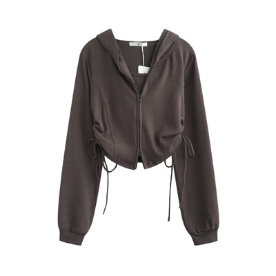 Američki retro kratki dvodijelni prsluk Ženska proljetna majica s kapuljačom s dvostrukim patentnim zatvaračem Modni potpuni kaput s kapuljačom