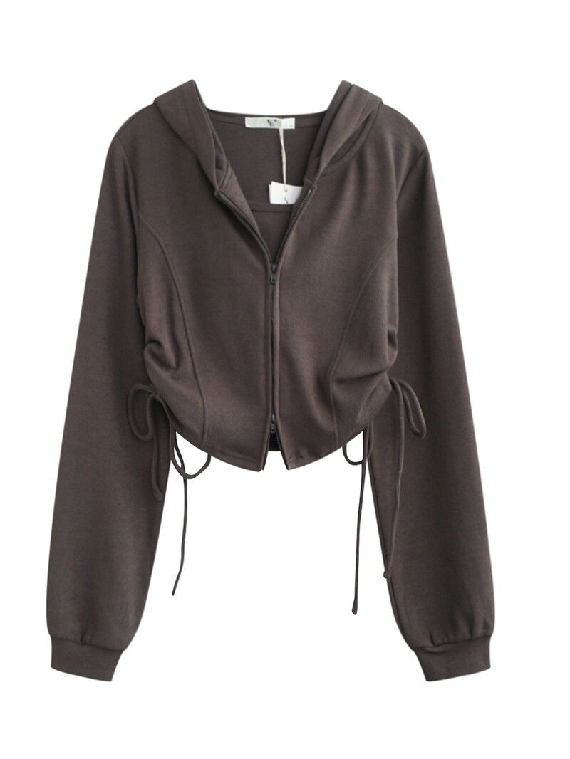 Američki retro kratki dvodijelni prsluk Ženska proljetna majica s kapuljačom s dvostrukim patentnim zatvaračem Modni potpuni kaput s kapuljačom