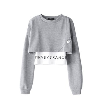 MEXZT Fashion Streetwear Women Letter Sweatshirt Pullovers Fake Harajuku Fake Two Slim Long Sleeve Y2k Top Корейски къси дрехи