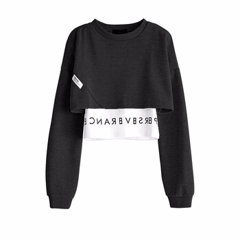 MEXZT Fashion Streetwear Women Letter Sweatshirt Pullovers Fake Harajuku Fake Two Slim Long Sleeve Y2k Top Корейски къси дрехи