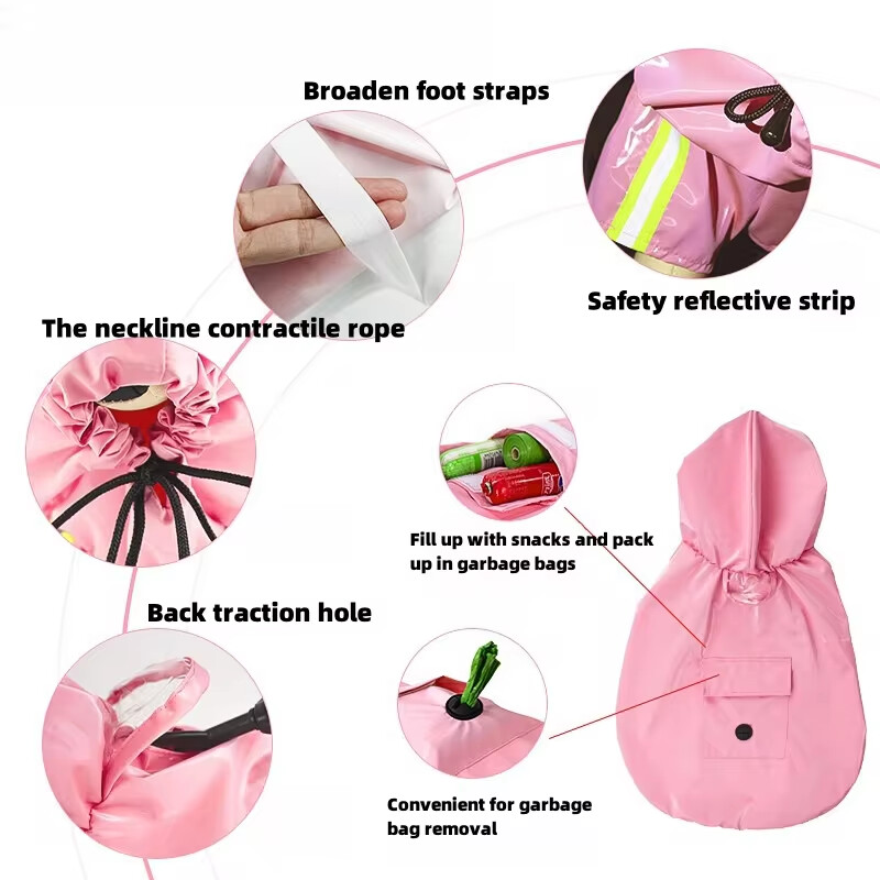 Pelenă de ploaie pentru câini, mică, medie, mare, confortabilă, reflectorizantă, pentru animale de companie, haine ploioase pentru câini, în aer liber, pelerina impermeabilă, haine de ploaie pentru animale de companie