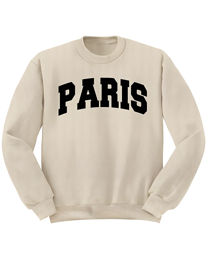 Ženska proljetna i jesenska široka majica sa zabavnim printom slova, padajućim rukavima na ramenima, pulover bez šešira Ležerne kratke majice