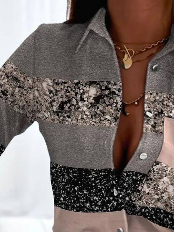 Ženska bijela košulja, modna, ležerna široka bluza, uredska dama, elegantan ovratnik s ovratnikom, džepovi dugih rukava, ženske majice