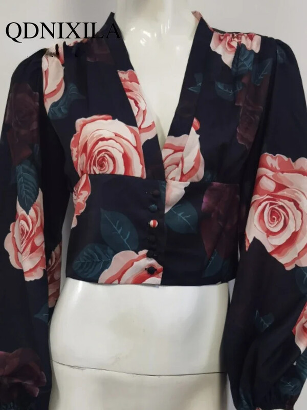 Novo u proljeće ljeto Ženska košulja Temperamentni kardigan s V-izrezom oko struka, dugih rukava, košulja s lanternastim rukavima, bluza, ženske majice