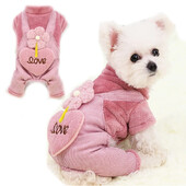 Odjeća za pse za kućne ljubimce Jesen Zima Topli kaput za pse za male pse Puppy Jacket Outfit Slatki cvijet Love Hlače Pseći kombinezon Chihuahua