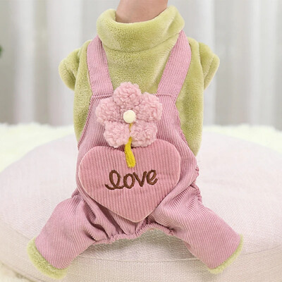 Odjeća za pse za kućne ljubimce Jesen Zima Topli kaput za pse za male pse Puppy Jacket Outfit Slatki cvijet Love Hlače Pseći kombinezon Chihuahua
