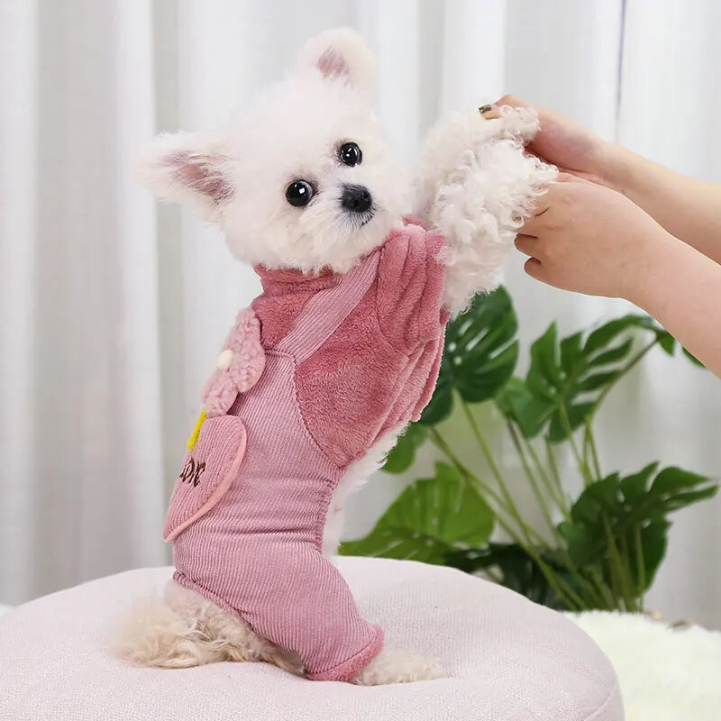 Odjeća za pse za kućne ljubimce Jesen Zima Topli kaput za pse za male pse Puppy Jacket Outfit Slatki cvijet Love Hlače Pseći kombinezon Chihuahua