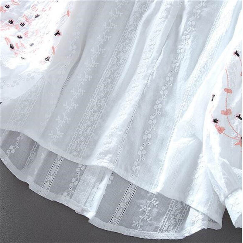 V-kaelusega tikitud pluusid naistele Särk Pits Lantern Varrukad Puuvill Bluasa LooseTop vabaaja mitmekülgne suvine õhuke naiselik pluus