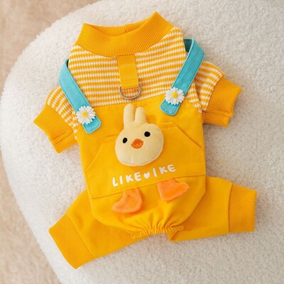 3D Câine de pui Pantaloni cu curea cu patru picioare pentru câine de talie mică Body de pluș Haine caldă de iarnă pentru animale de companie Haine pentru câini din desene animate XS-XL