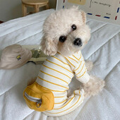 Kućni ogrtač s džepom i džepom za psa Mali i srednji psi Prugasti kombinezon Teddy Zimska topla odjeća Oprema za kućne ljubimce